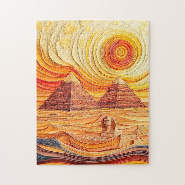 Sonnenuntergang in Pyramiden und Sphinx Puzzle (Vertikal)