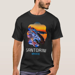 Sonnenuntergang in Santorini Griechenland Malerei T-Shirt