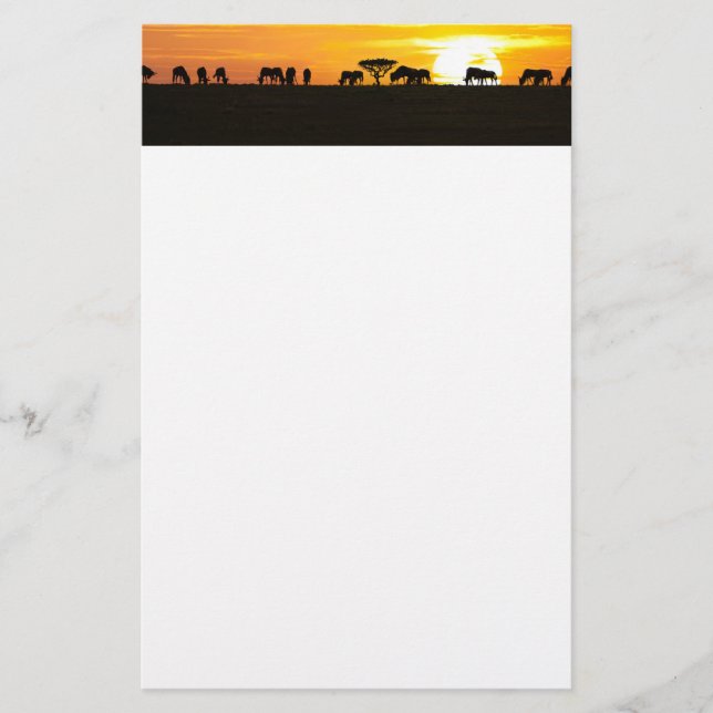 Sonnenuntergang in Serengeti Briefpapier (Vorderseite)