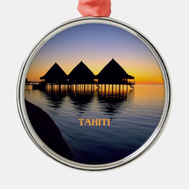 Sonnenuntergang in Tahiti Ornament Aus Metall (Vorne)