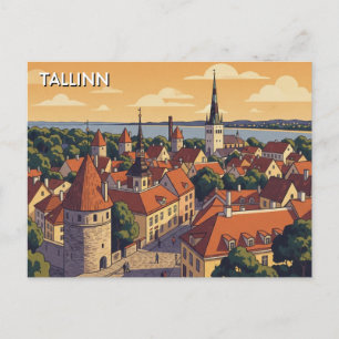 Sonnenuntergang in Tallinn Estland Reise Postkarte