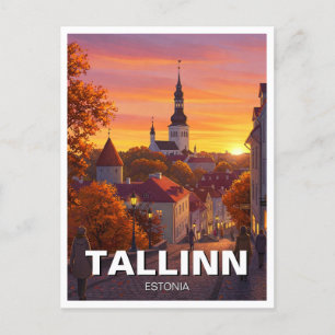 Sonnenuntergang in Tallinn Estland Reisen Postkarte
