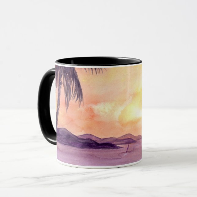 Sonnenuntergang in Tropen von Farida Greenfield Tasse (Vorderseite Links)