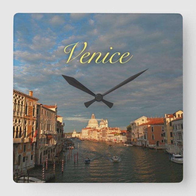 Sonnenuntergang in Venedig Italien Quadratische Wanduhr (Vorderseite)