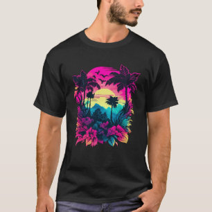 Sonnenuntergang Insel tropische botanische Küste P T-Shirt