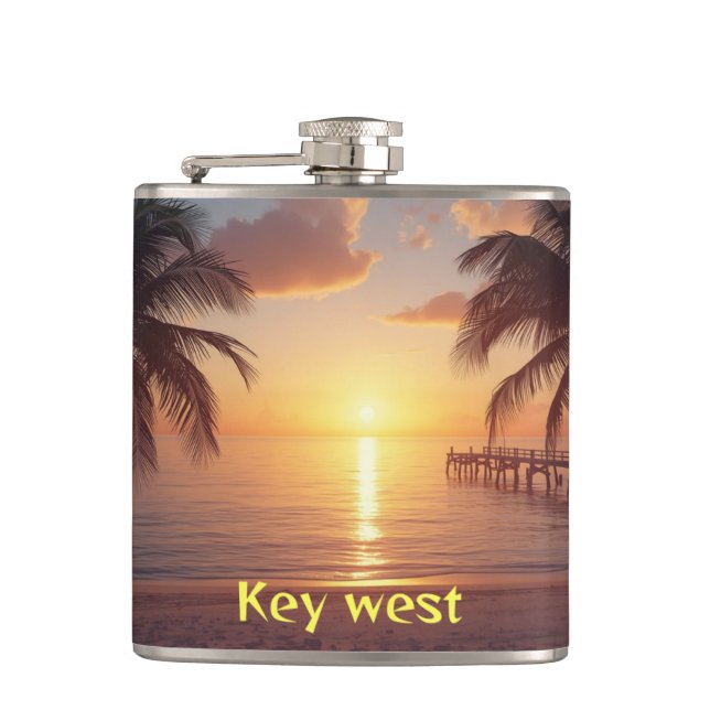 Sonnenuntergang Key West Flachmann (Vorderseite)