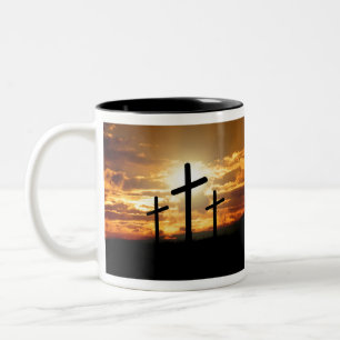 Sonnenuntergang-Kreuz Zweifarbige Tasse