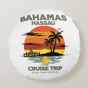 Sonnenuntergang-Kreuzfahrt im Hafen der Bahamas Rundes Kissen