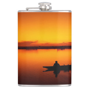 Sonnenuntergang Landschaft mit einem Boot-68465 Flachmann