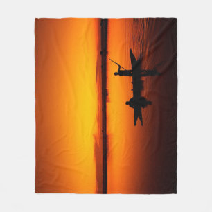 Sonnenuntergang Landschaft mit einem Boot-68465 Fleecedecke