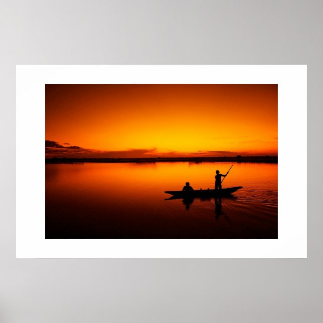 Sonnenuntergang Landschaft mit einem Boot-68465 Poster (Vorne)