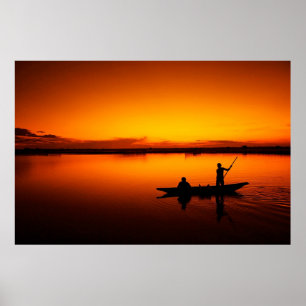 Sonnenuntergang Landschaft mit einem Boot-68465 Poster