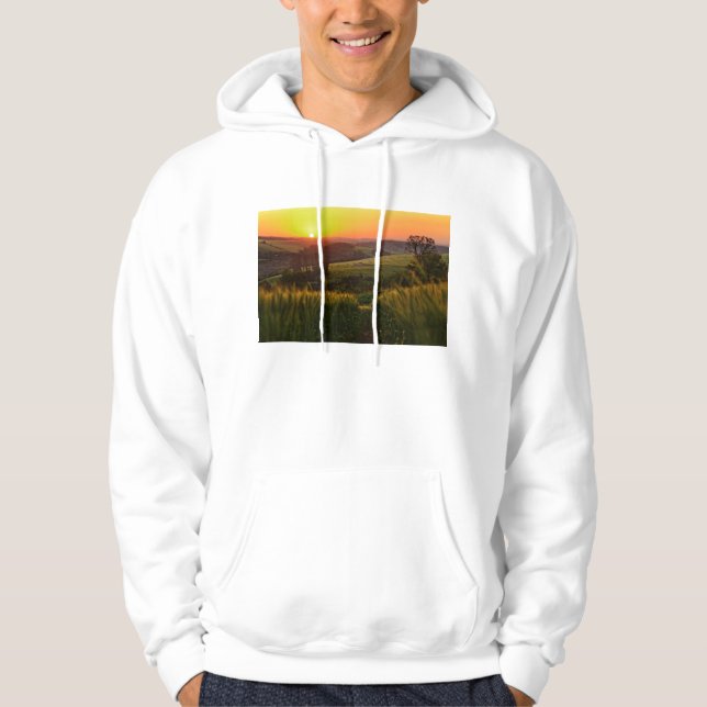 Sonnenuntergang-Landwirtschafts-Weizen Hoodie (Vorderseite)