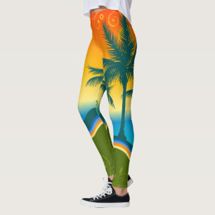 Sonnenuntergang-Leggings im Tropical Beach Leggings