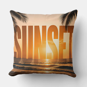 Sonnenuntergang Luxus-Küsten-Editorial-Grafikdesig Kissen