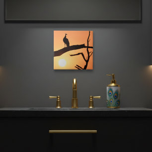 Sonnenuntergang Majestät: Keramik der Pfauen-Silho Fliese