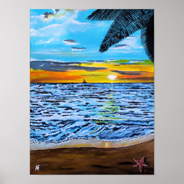 Sonnenuntergang malend von Alfred Fox Poster (Vorne)