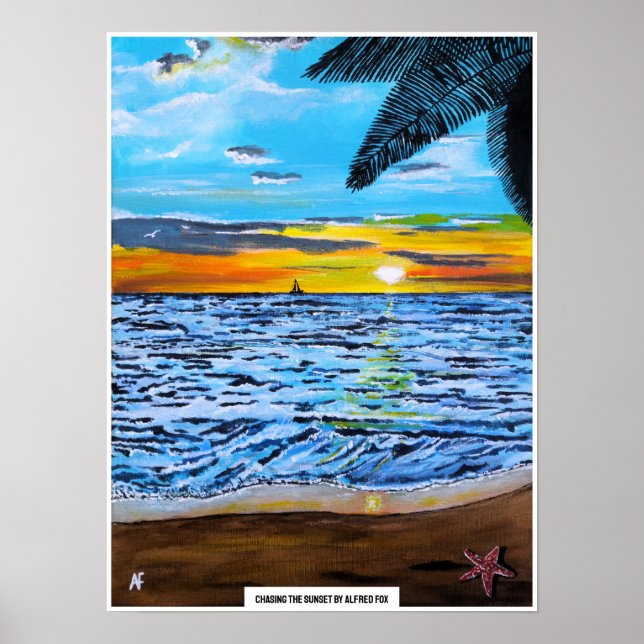 Sonnenuntergang malend von Alfred Fox Poster (Vorne)