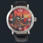 Sonnenuntergang Malerei mit Hütte und See-66633 Armbanduhr<br><div class="desc">Sonnenuntergang Malerei mit Hütte und See-66633</div>