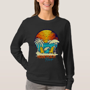 Sonnenuntergang Miami Beach Florida Urlaub Paare F T-Shirt
