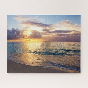 Sonnenuntergang mit Blasen an den Cayman Islands Puzzle