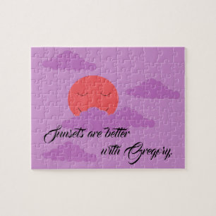 Sonnenuntergang mit Lila Wolken Puzzle