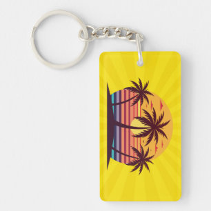 Sonnenuntergang mit Palmbaumen Vector-98801 Schlüsselanhänger