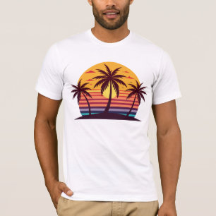 Sonnenuntergang mit Palmbaumen Vector-98801 T-Shirt