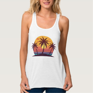 Sonnenuntergang mit Palmbaumen Vector-98801 Tank Top