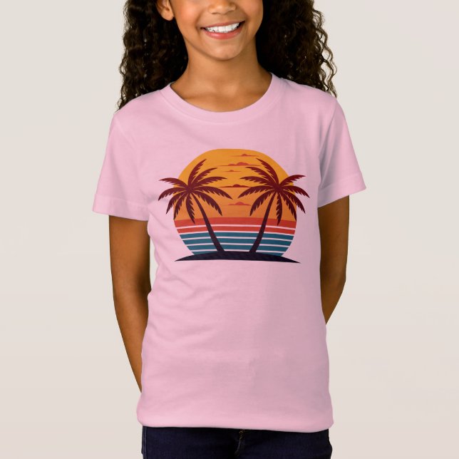 Sonnenuntergang mit Palmen Trees Vector-98802 T-Shirt (Vorderseite)