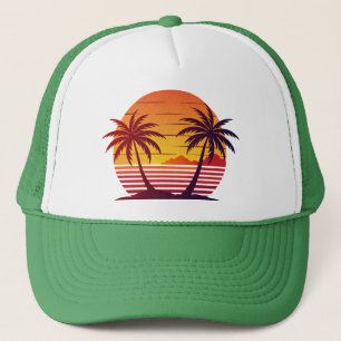 Sonnenuntergang mit Palmen Trees Vector-98803 Truckerkappe