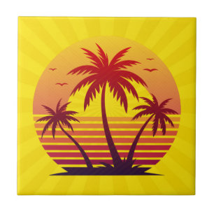 Sonnenuntergang mit Palmen Trees Vector-98805 Fliese