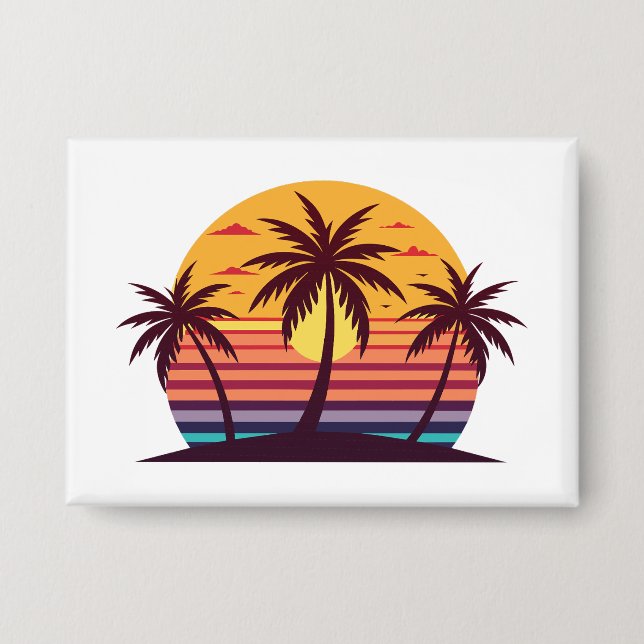 Sonnenuntergang mit Palmen Vektor Button (Vorderseite)