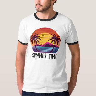 Sonnenuntergang mit Palmen Vektor T-Shirt