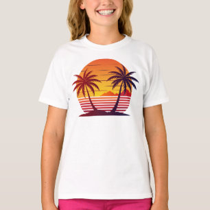 Sonnenuntergang mit Palmen Vektor T-Shirt