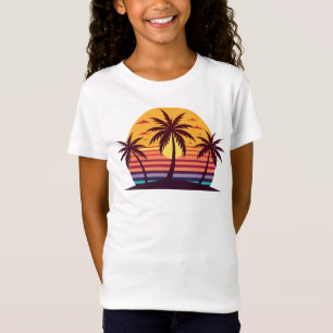 Sonnenuntergang mit Palmen Vektor T-Shirt