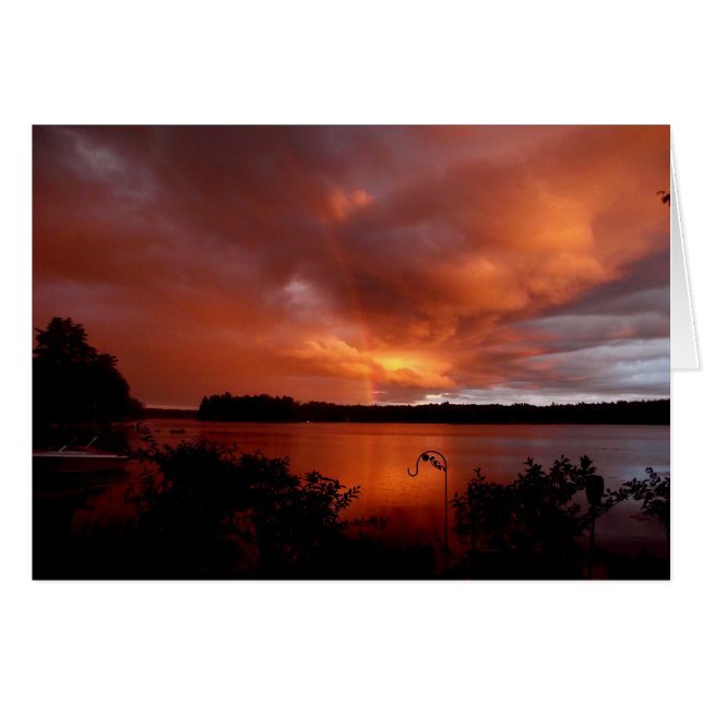 Sonnenuntergang mit Regenbogen am See (Vorderseite (Horizontal))