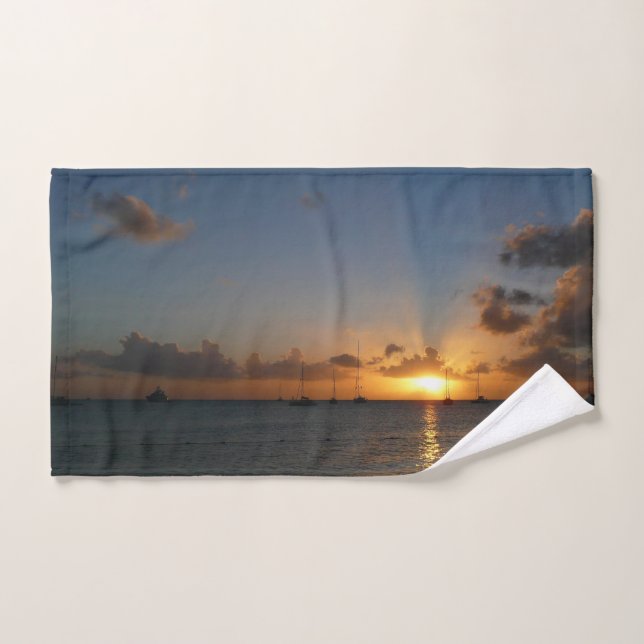 Sonnenuntergang mit Segelbooten Tropical Landscape Handtuch (Handtuch)