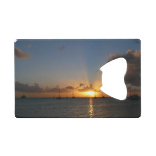 Sonnenuntergang mit Segelbooten Tropical Landscape Kreditkarten Flaschenöffner
