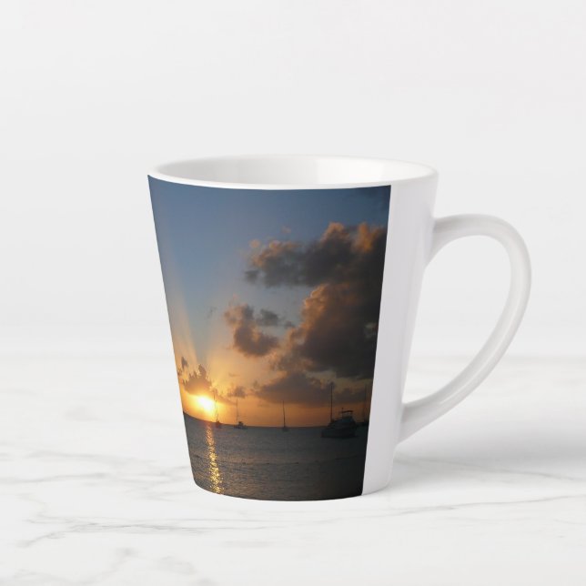 Sonnenuntergang mit Segelbooten Tropical Landscape Milchtasse (Rechts)