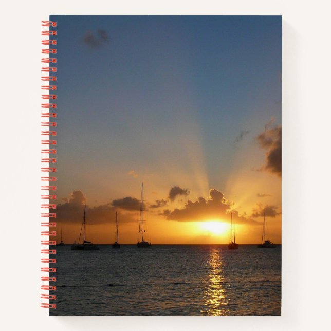 Sonnenuntergang mit Segelbooten Tropical Landscape Notizbuch (Vorderseite)