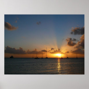 Sonnenuntergang mit Segelbooten Tropical Landscape Poster