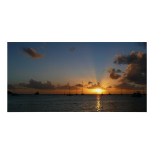 Sonnenuntergang mit Segelbooten Tropical Landscape Poster