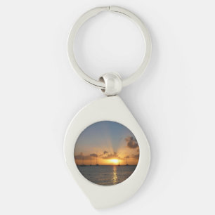 Sonnenuntergang mit Segelbooten Tropical Landscape Schlüsselanhänger