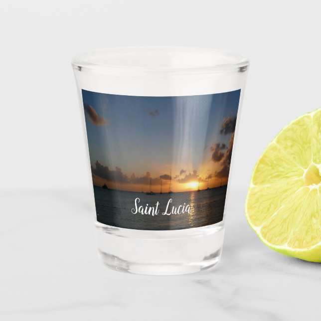 Sonnenuntergang mit Segelbooten Tropical Landscape Schnapsglas (Vorderseite)