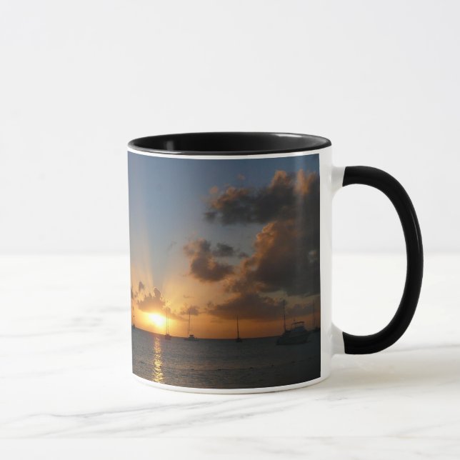 Sonnenuntergang mit Segelbooten Tropical Landscape Tasse (Rechts)