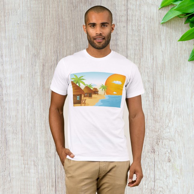 Sonnenuntergang mit Strohhütten T-Shirt (Von Creator hochgeladen)