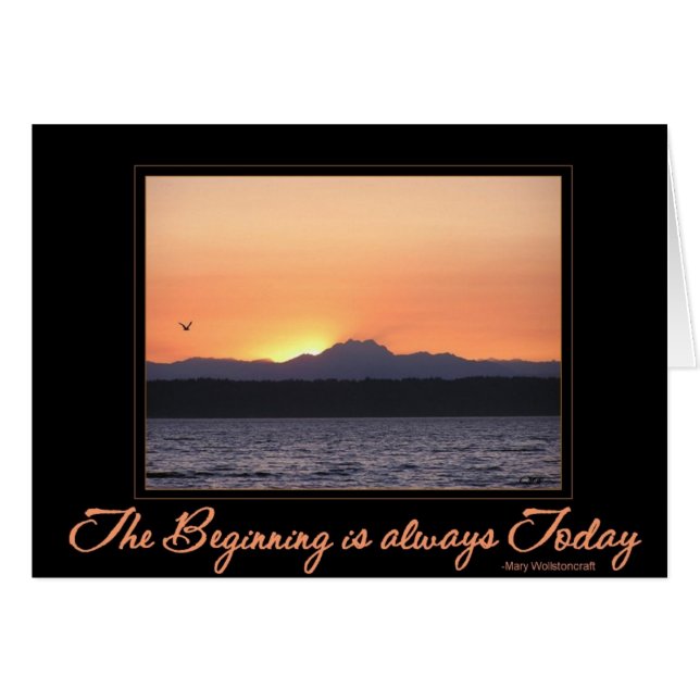 Sonnenuntergang mit Vogel - Anfang ist immer heute (Vorderseite (Horizontal))