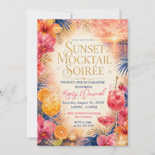 Sonnenuntergang Mocktail Soiree 21. Geburtstag Einladung