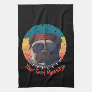 Sonnenuntergang-Mops Geschirrtuch